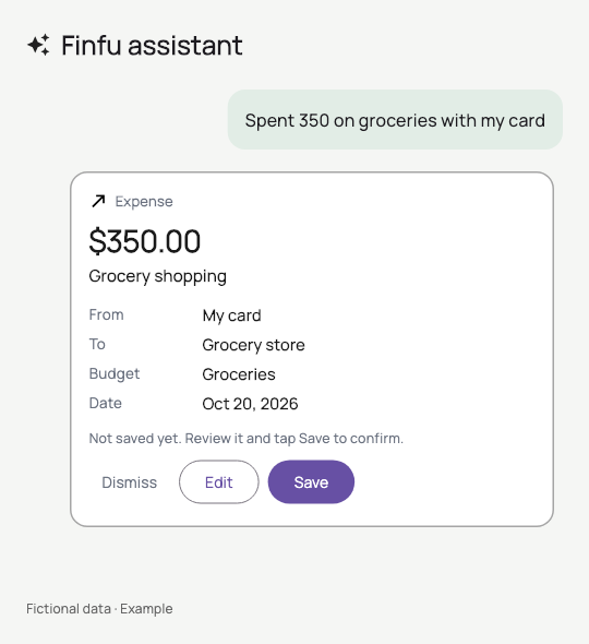 Expense proposal to review before saving