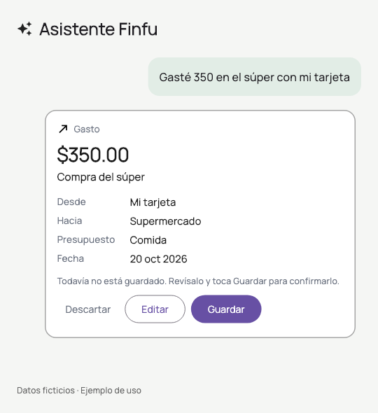 Propuesta de gasto con revisión antes de guardar